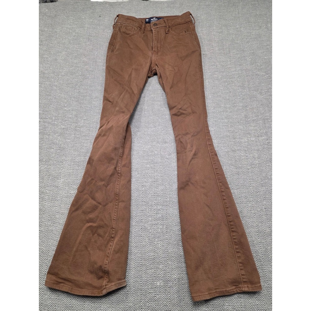 Hollister High-Rise Vintage Flare Brown Pants W23 L32 Soft Stretch Bell Bottoms